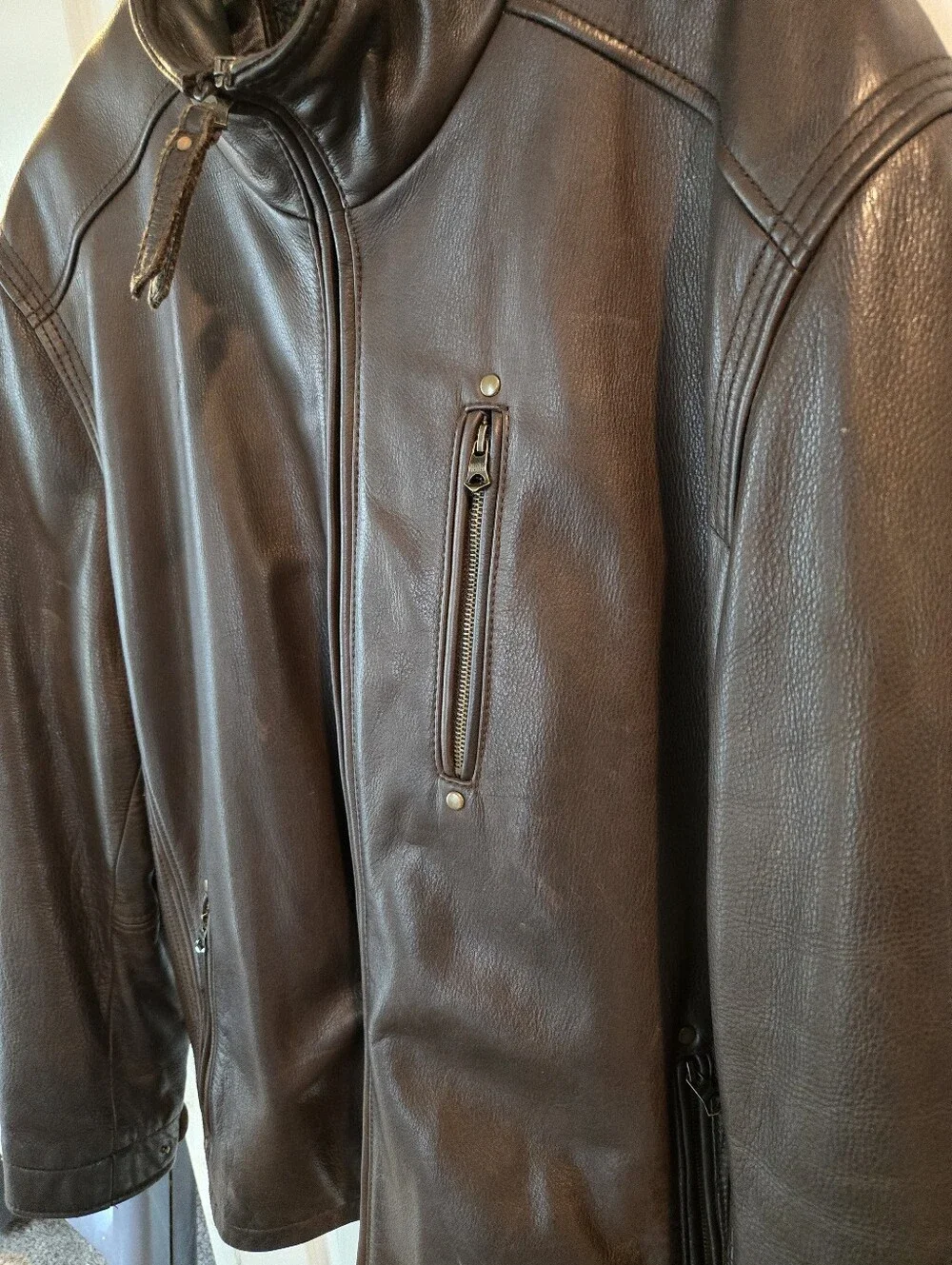 Marc New York Dark Brown Leather Bomber Jacket